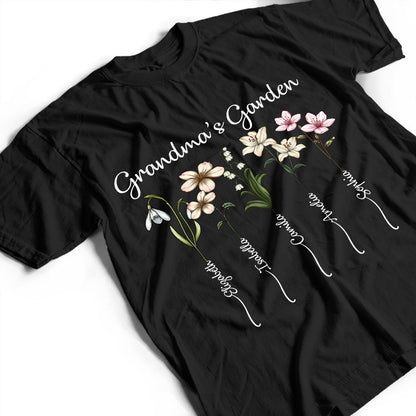 Grandma's Garden Birth Flower Bouquet - Personalized T Shirt