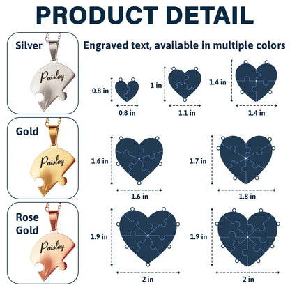 Gift For Bestie - Bestie Sister Forever Friendship Jewelry - Personalized Heart Puzzle Necklace Set