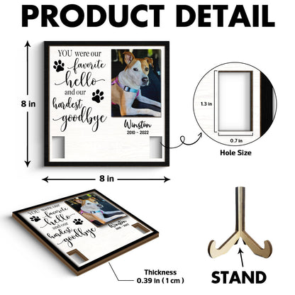 Our Favorite Hello Hardest Goodbye Dog Cat Sympathy Gift Photo Memorial Collar Keepsake Personalized Wooden Pet Collar Holder