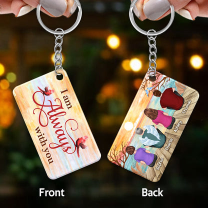 Lake View Whole Back View Family Sitting Remembrance Gift Memorial Personalized Acrylic Keychain