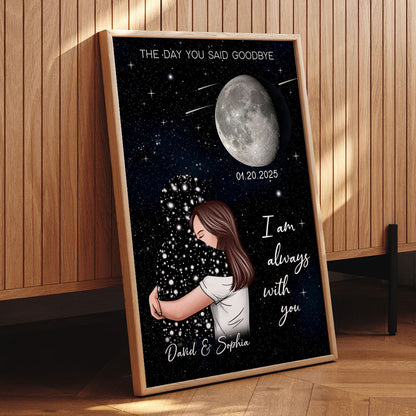 The Day You Said Goodbye Woman With Lost Loved One Memorial Moon Phase Personalized Poster