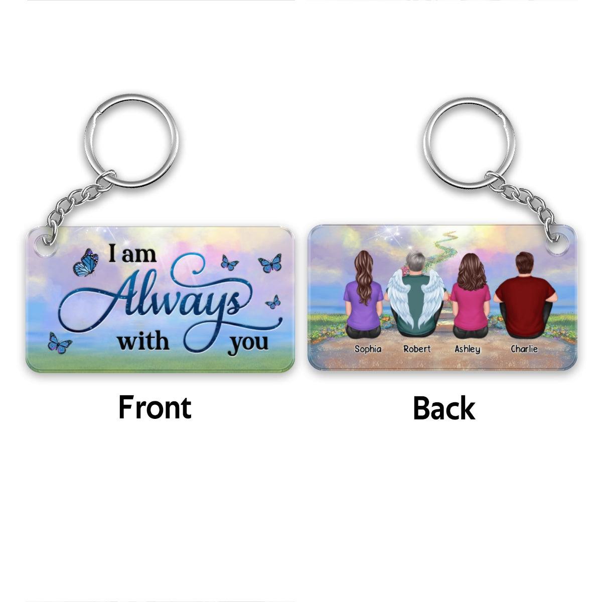 Memorial Family Stair To Heaven Remembrance Gift Personalized Acrylic Keychain