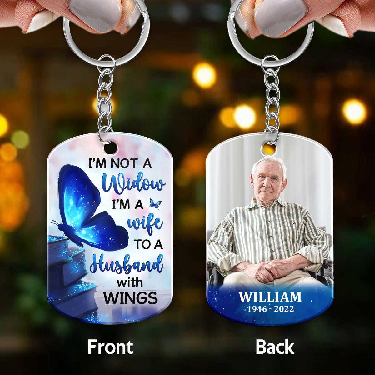 Not Widow Memorial Butterfly Remembrance Keepsake Photo Inserted Personalized Acrylic Keychain