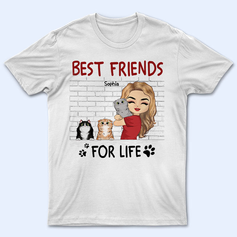 Chibi Girl Best Friends For Life - Gift For Cat Lovers - Personalized Custom T Shirt