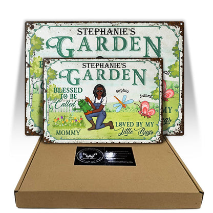 Loved By My Little Bugs Blessed Gardening Lady - Gift For Mom - Personalized Custom Classic Metal Signs