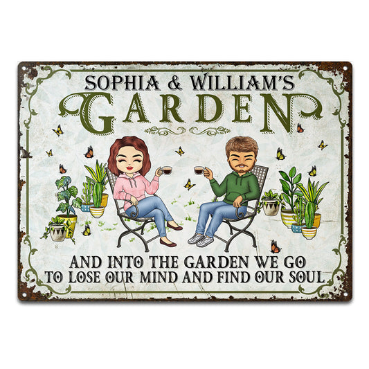 And Into The Garden We Go Gardening - Garden Sign For Couples - Personalized Custom Classic Metal Signs