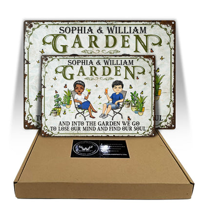 And Into The Garden We Go Gardening - Garden Sign For Couples - Personalized Custom Classic Metal Signs