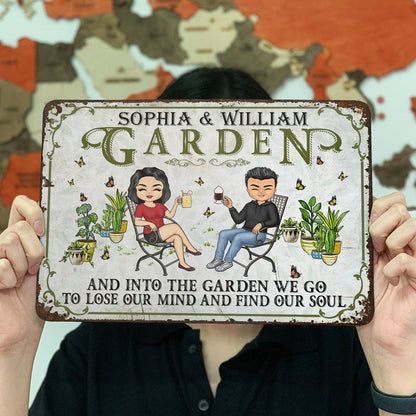 And Into The Garden We Go Gardening - Garden Sign For Couples - Personalized Custom Classic Metal Signs