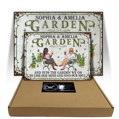 And Into The Garden We Go Gardening Family - Garden Sign For Couples - Personalized Custom Classic Metal Signs