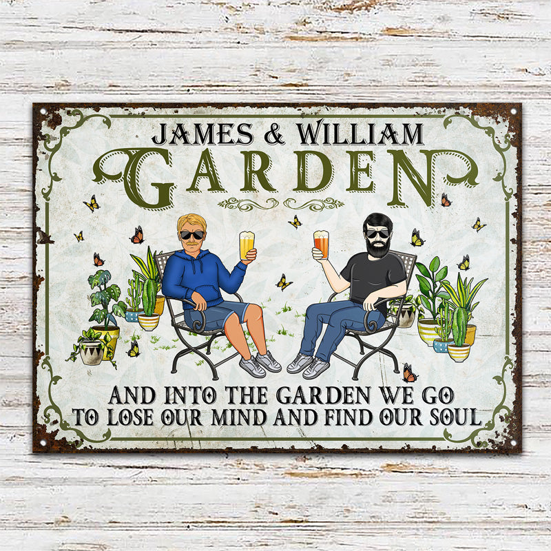 And Into The Garden We Go Gardening Family - Garden Sign For Couples - Personalized Custom Classic Metal Signs