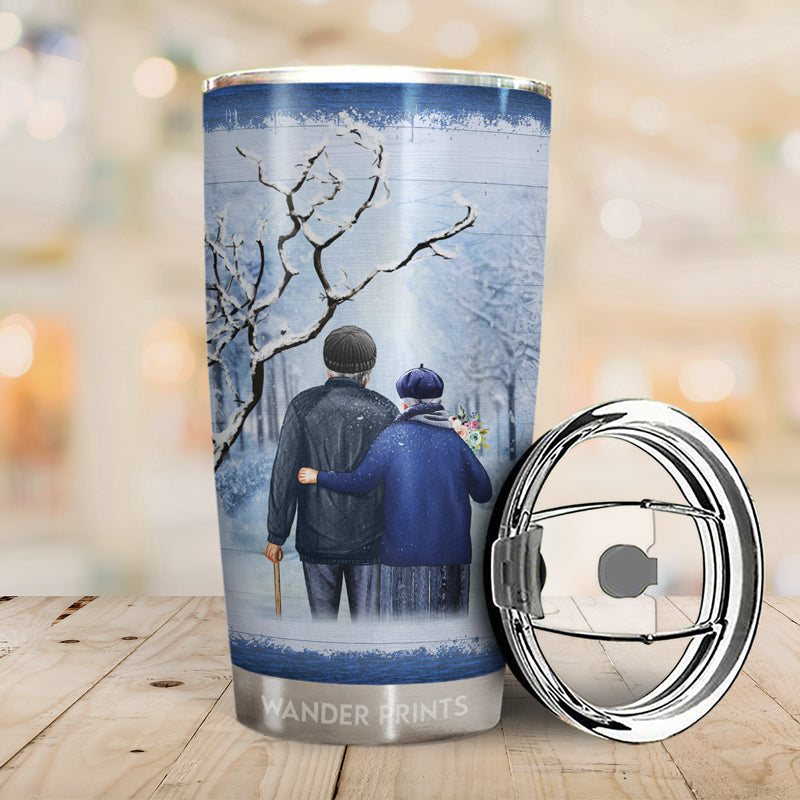 Wander Prints Couple Gifts, Birthday Gifts, Anniversary Gift, Grandparents Day Gifts - I Wish I Could Turn Back The Clock Winter, Old Couple Gift, Custom Tumbler, Travel Cup, Insulated 20oz Tumbler