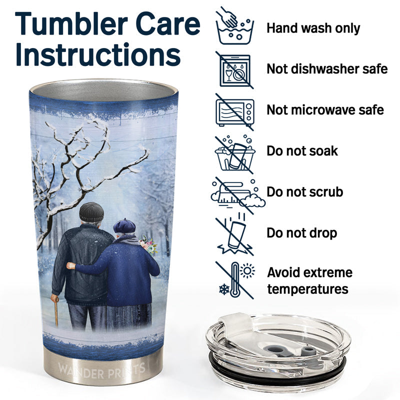 Wander Prints Couple Gifts, Birthday Gifts, Anniversary Gift, Grandparents Day Gifts - I Wish I Could Turn Back The Clock Winter, Old Couple Gift, Custom Tumbler, Travel Cup, Insulated 20oz Tumbler