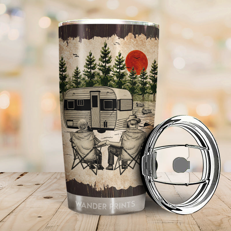 Wander Prints Couple Gifts, Birthday Gifts, Anniversary Gift, Grandparents Day Gifts - I Want To Hold Your Hand At 80 Camping, Old Couple Gift, Custom Tumbler, Travel Cup, Insulated 20oz Tumbler