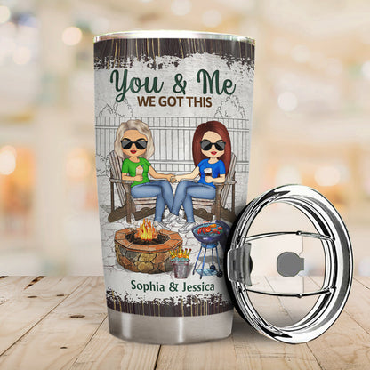 Grilling Backyard Family Chibi Couple The Day I Met You - Couple Gift - Personalized Custom Tumbler