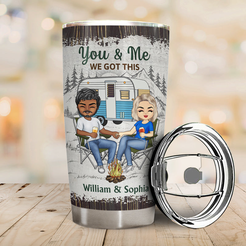 Camping Chibi Couple The Day I Met You - Couple Gift - Personalized Custom Tumbler