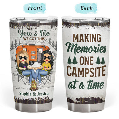 Camping Chibi Couple The Day I Met You - Couple Gift - Personalized Custom Tumbler