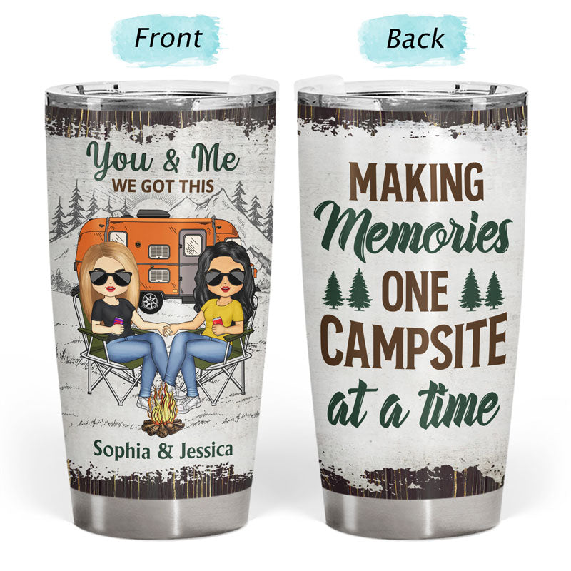 Camping Chibi Couple The Day I Met You - Couple Gift - Personalized Custom Tumbler