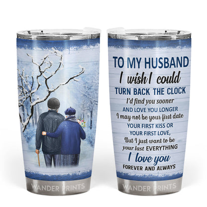 Wander Prints Couple Gifts, Birthday Gifts, Anniversary Gift, Grandparents Day Gifts - I Wish I Could Turn Back The Clock Winter, Old Couple Gift, Custom Tumbler, Travel Cup, Insulated 20oz Tumbler