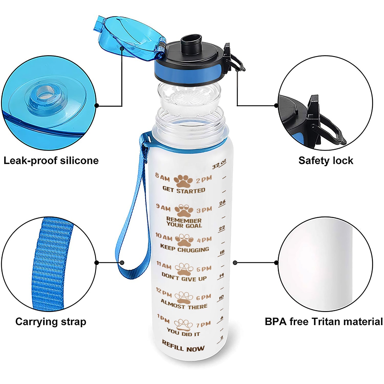 Drink Your Doggone Water Best Dog Mom Ever - Mother Gift - Personalized Custom Water Tracker Bottle