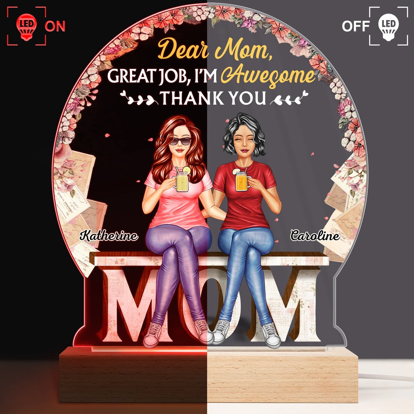 Behind Every Crazy Daughter Is A Mother - Birthday, Loving Gift For Mom, Grandma, Grandmother - Personalized Custom 3D Led Light Wooden Base