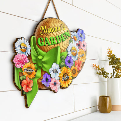 Nana, Mom, Auntie Family Garden Flowers - Birthday, Home Decor, Loving Gift For Mother, Grandma, Grandmother - Personalized Custom Shaped Wood Sign