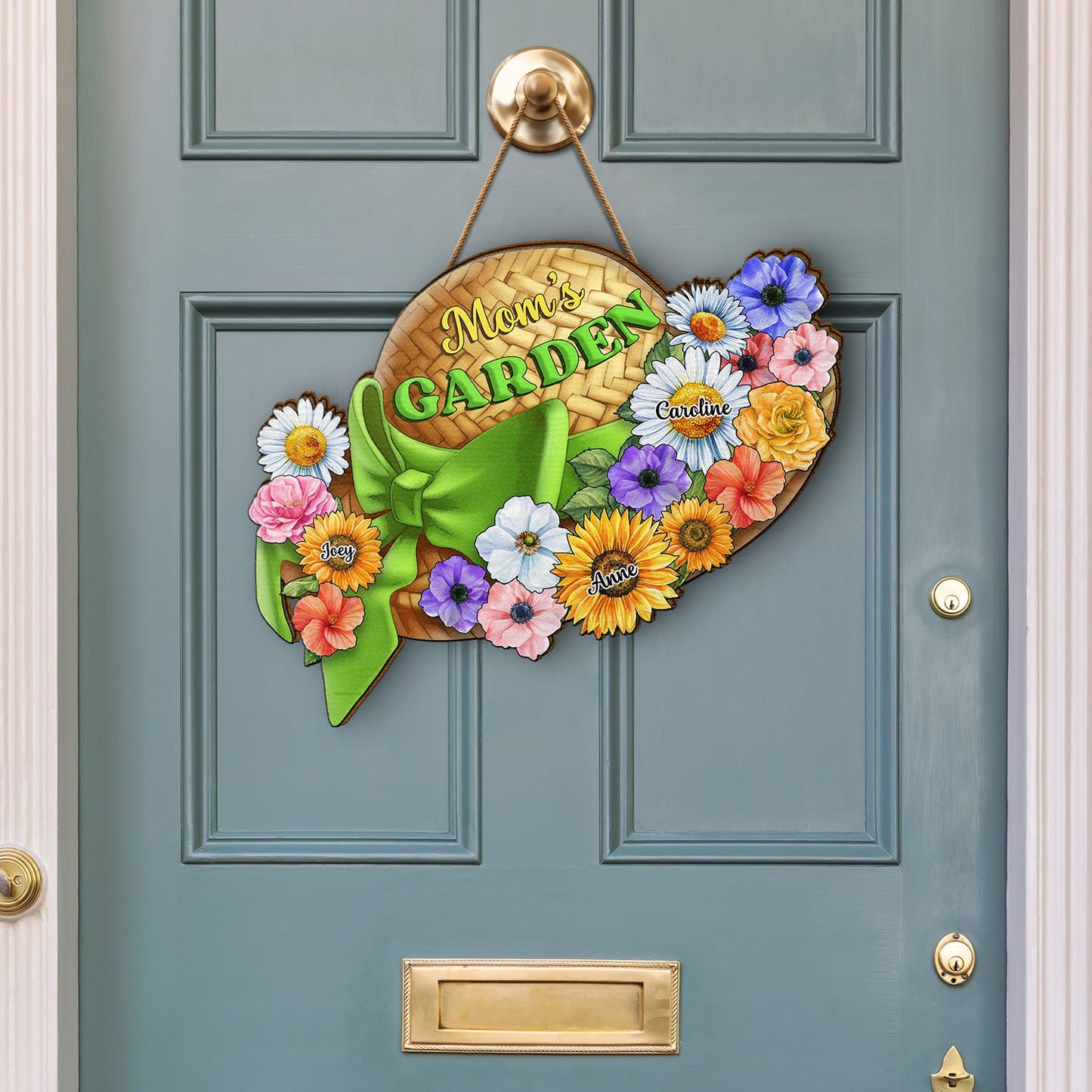 Nana, Mom, Auntie Family Garden Flowers - Birthday, Home Decor, Loving Gift For Mother, Grandma, Grandmother - Personalized Custom Shaped Wood Sign