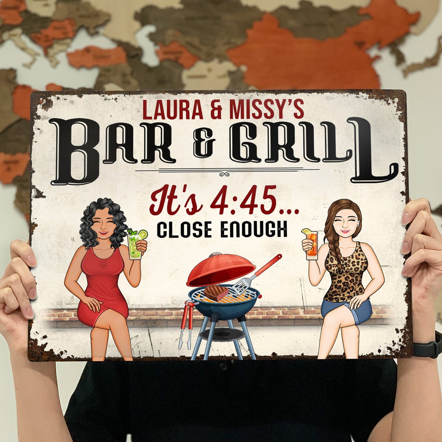 Proudly Serving Whatever You Bring Couple Family - Birthday, Loving, Home Decor Gift For Grilling Lovers, Backyard, Patio - Personalized Custom Classic Metal Signs
