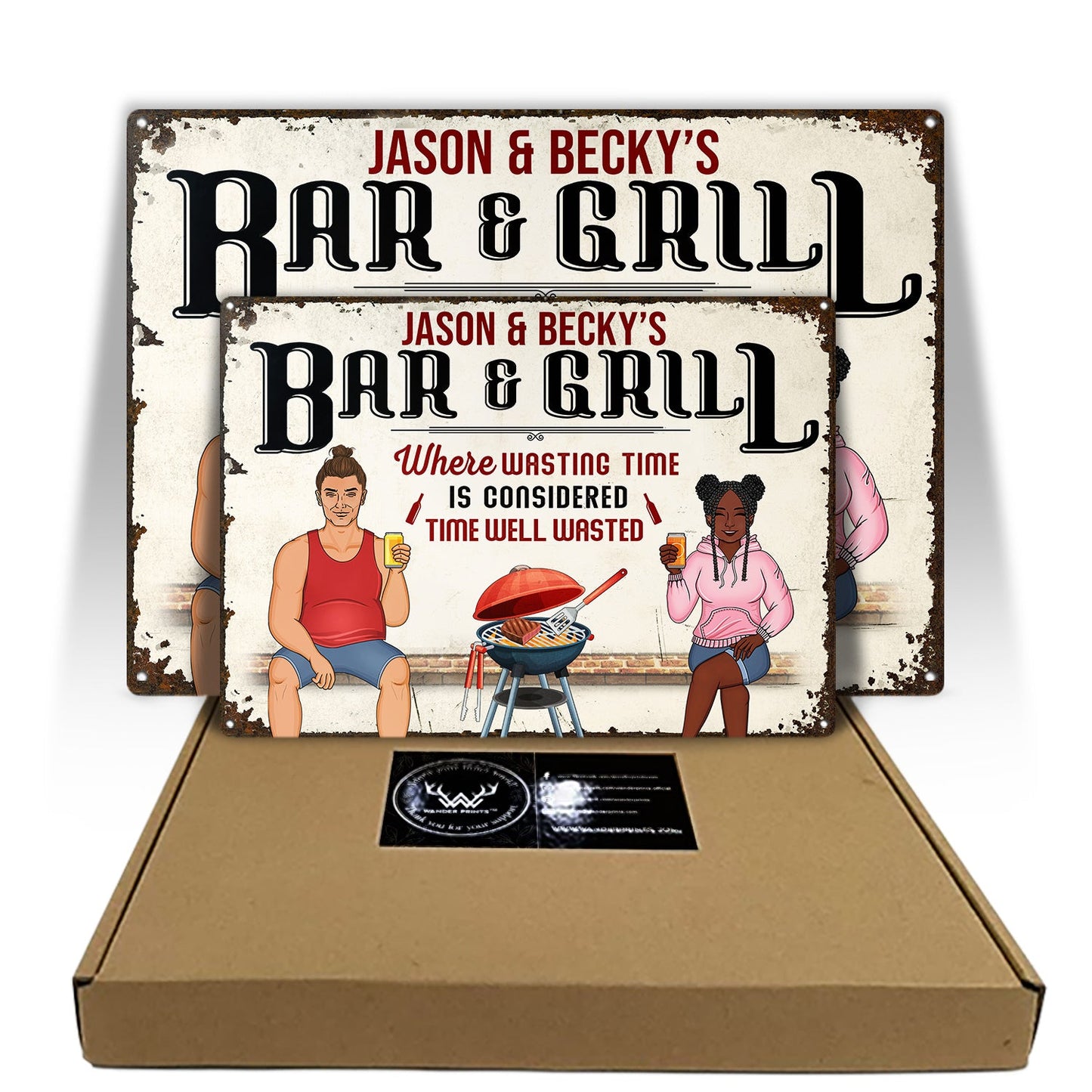 Proudly Serving Whatever You Bring Couple Family - Birthday, Loving, Home Decor Gift For Grilling Lovers, Backyard, Patio - Personalized Custom Classic Metal Signs