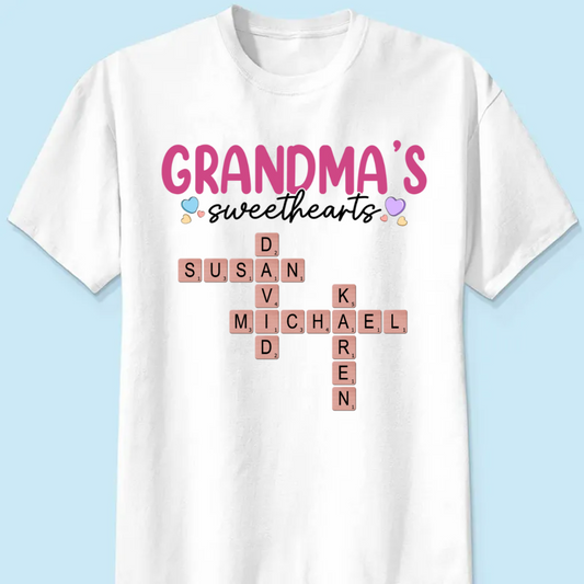 Grandma's Sweethearts Unique Crossword Puzzle Personalized Shirt