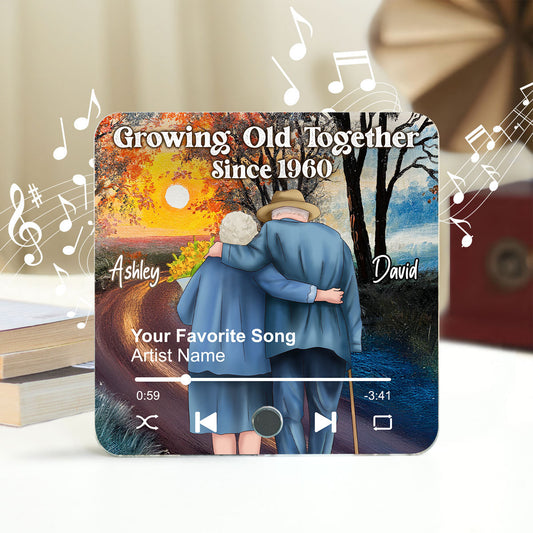 Old Couple Growing Old Together Since Personalized Music Fridge Magnet, Heartfelt 2025 Valentine's Day Gift For Couple, For Him, For Her, Boyfriend, Girlfriend, Husband, Wife