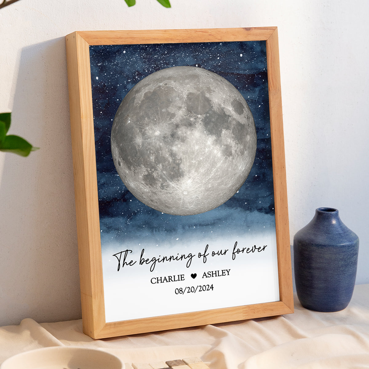 Starry Night Couple Custom Moon Phase Anniversary Date Personalized Poster, Anniversary Gift, Wedding Gift For Couple