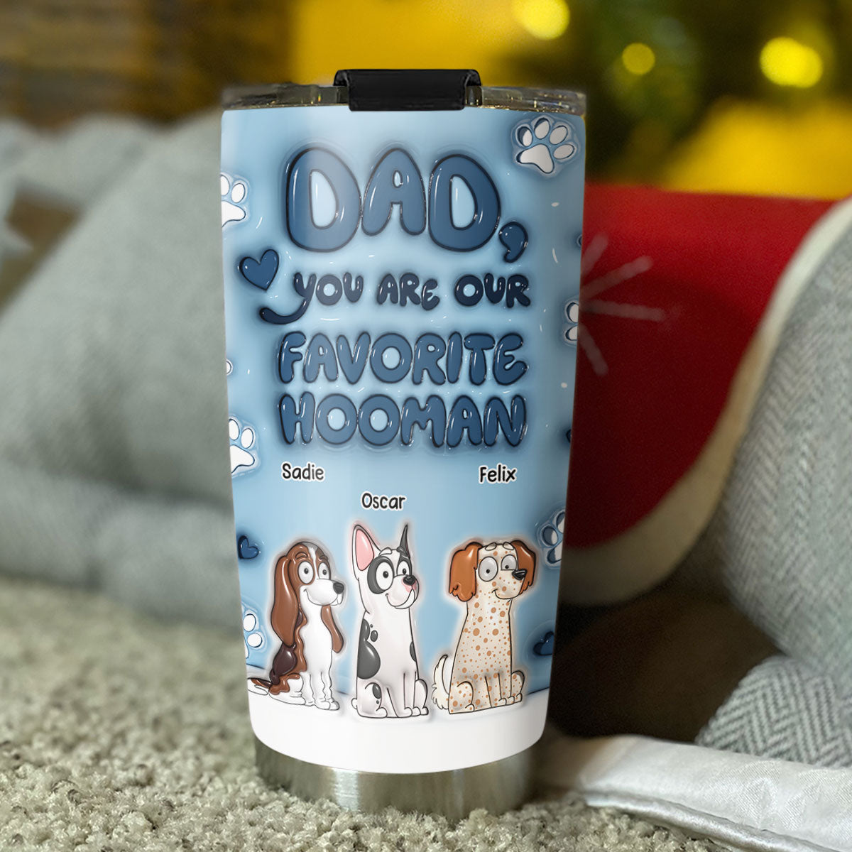 Thanks For Being Dog Favorite Human - Personalized Custom 3D Inflated Effect Tumbler