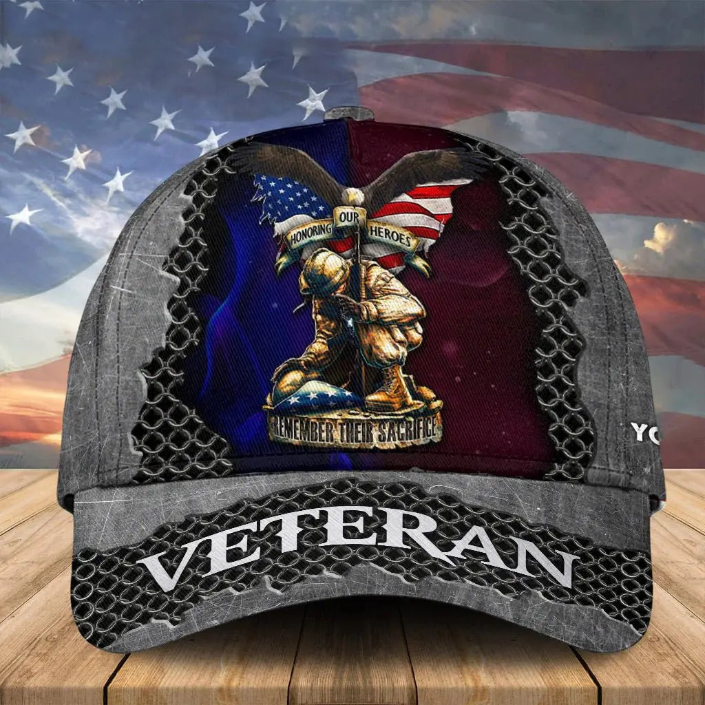 Veteran - Personalized Name Honoring Our Heros Remember Their Sacrifice - Personalized Cap Hat The Next Custom Gift