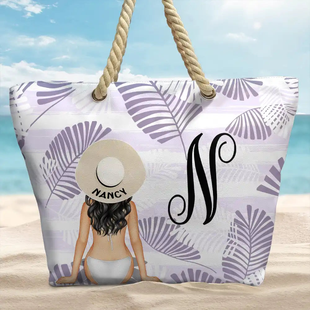 Gift For Yourself, Gift For Women, Gift For Sisters, Gift For Sibling, Gift For Bestie, Beach, Summer, Happy - Vine Monogram Girls Beach Trip - Personalized Beach Bag
