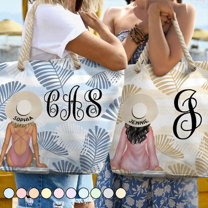 Gift For Yourself, Gift For Women, Gift For Sisters, Gift For Sibling, Gift For Bestie, Beach, Summer, Happy - Vine Monogram Girls Beach Trip - Personalized Beach Bag