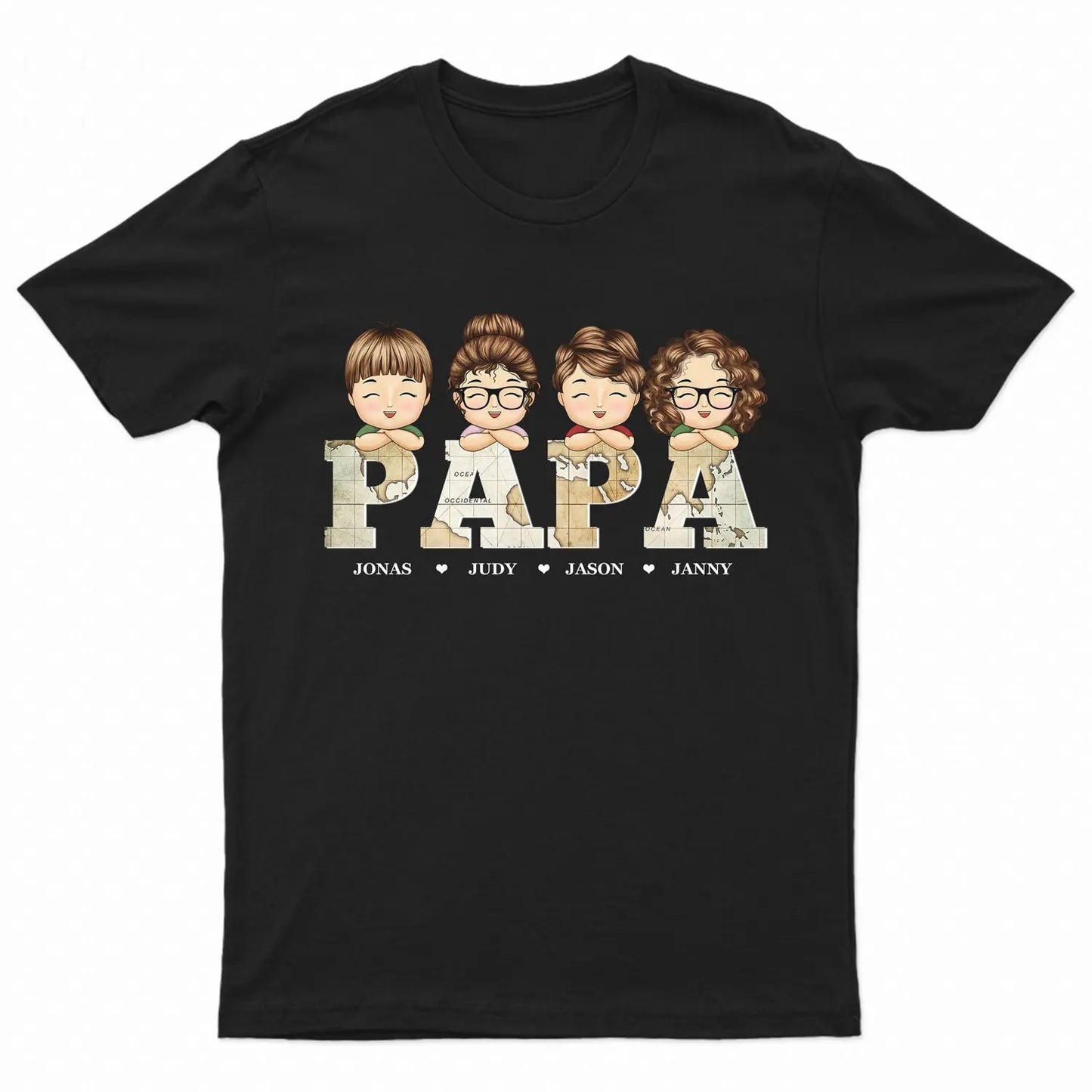 Vintage Map Papa Title - Birthday, Loving Gift For Dad, Father, Papa, Grandpa, Grandfather - Personalized Custom T Shirt Shirts & Tops The Next Custom Gift