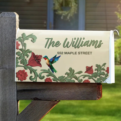 Vintage Floral And Bird - Personalized Mailbox Cover