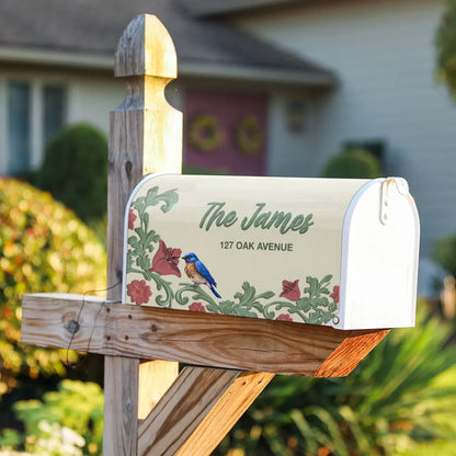 Vintage Floral And Bird - Personalized Mailbox Cover
