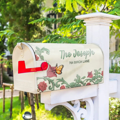 Vintage Floral And Bird - Personalized Mailbox Cover