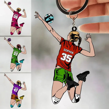 Volleyball - Attacking Volleyball Player - Personalized Acrylic Keychain Keychain The Next Custom Gift