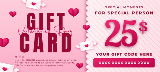 Wander Prints Gift Card - Valentine Gifts Card 2025