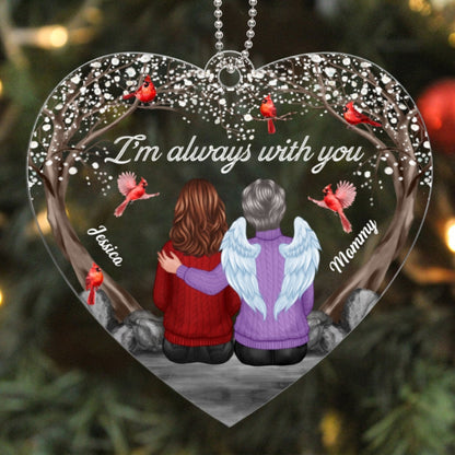 Always With You Cardinal Blossom Tree Family Memorial Keepsake Sympathy Remembrance Gift Heart Shaped Personalized Acrylic Ornament
