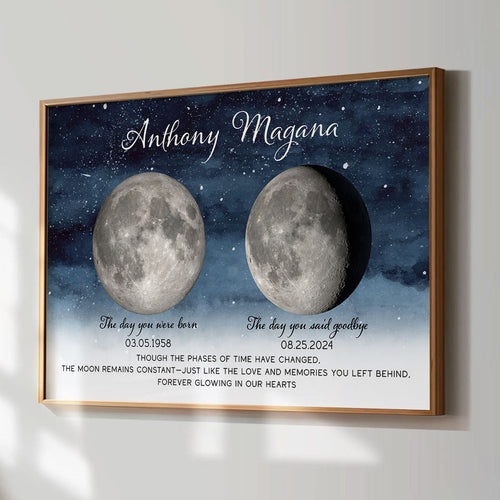 Starry Night Memorial Keepsake Lost Loved One Moon Phase Art Sympathy Gift Personalized Poster
