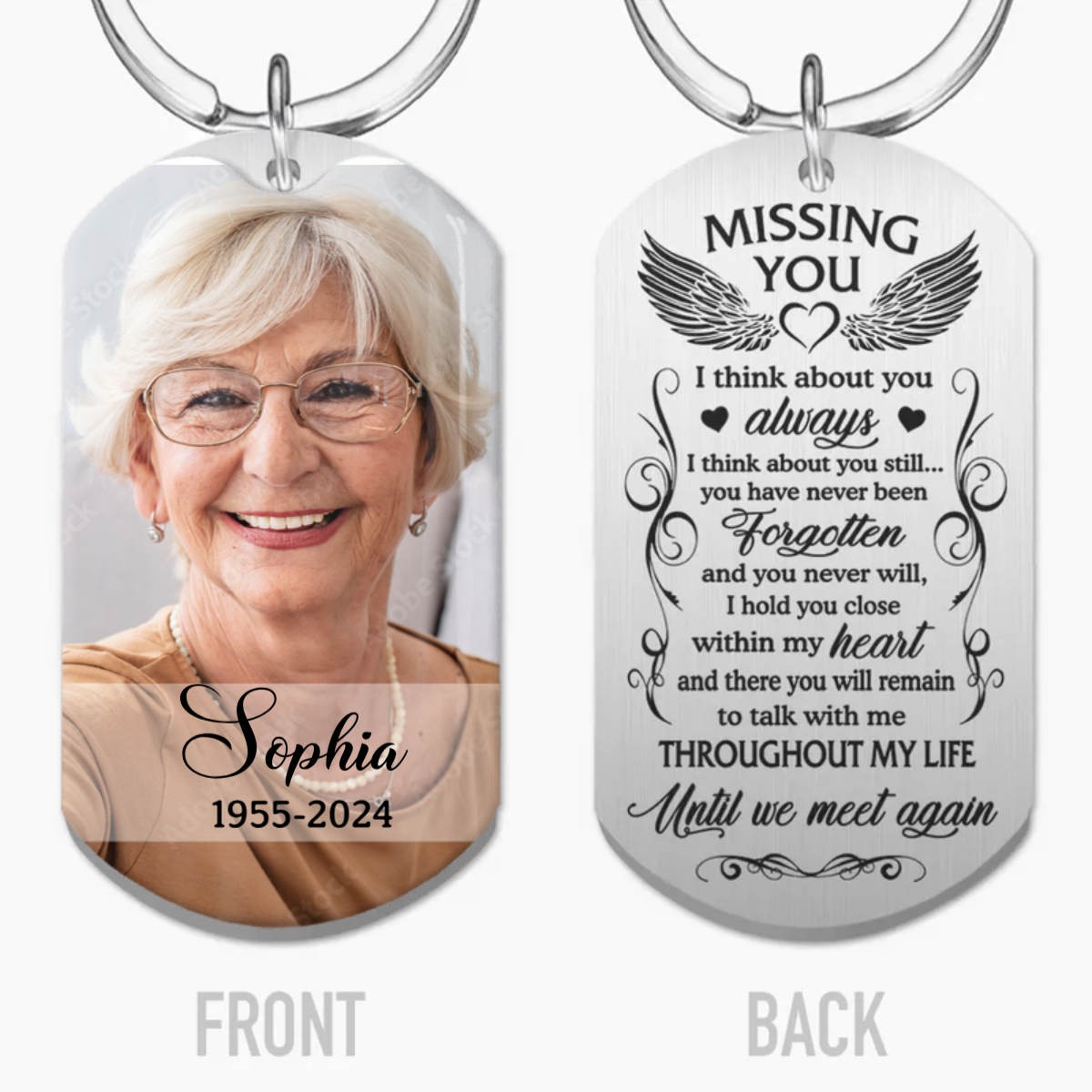 Until We Meet Again, Personalized Keychain, Memorial Gifts, Custom Photo