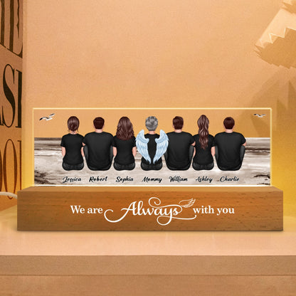 Always With You Family Sitting Retro Vintage Beach Landscape Memorial Personalized Acrylic Block LED Night Light