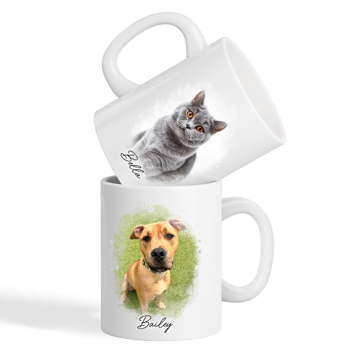 Watercolor Pet Portrait Using Photo Personalized Mug, Unique Gift For Pet Owners, Thoughtful Pet Memorial Gift