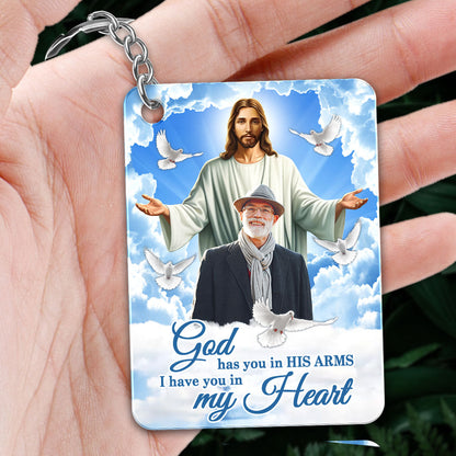 God Has You In His Arms Sky Memorial Sympathy Gift Remembrance Keepsake Photo Inserted Personalized Acrylic Keychain