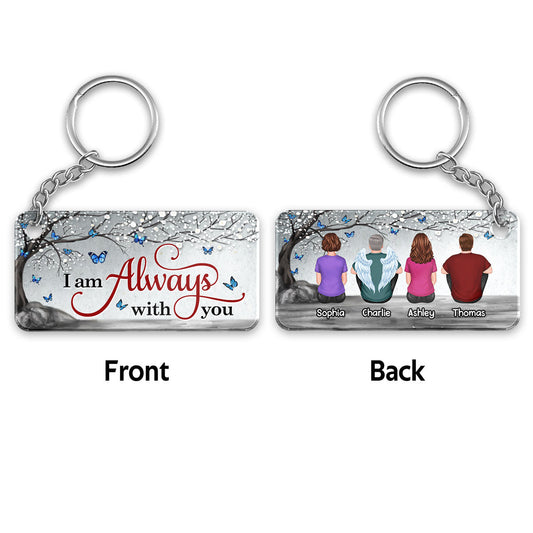 Always With You Whole Family Sitting Blossom Tree Memorial Personalized Acrylic Keychain