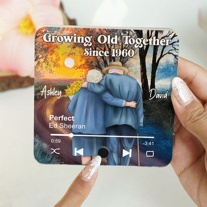 Old Couple Growing Old Together Since Personalized Music Fridge Magnet, Heartfelt 2025 Valentine's Day Gift For Couple, For Him, For Her, Boyfriend, Girlfriend, Husband, Wife