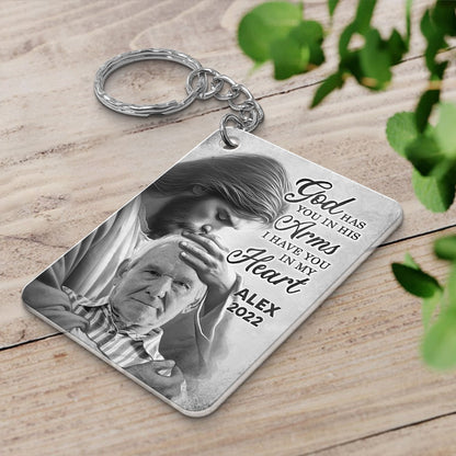 God Has You In His Arms Memorial Sympathy Gift Remembrance Keepsake Photo Inserted Personalized Acrylic Keychain